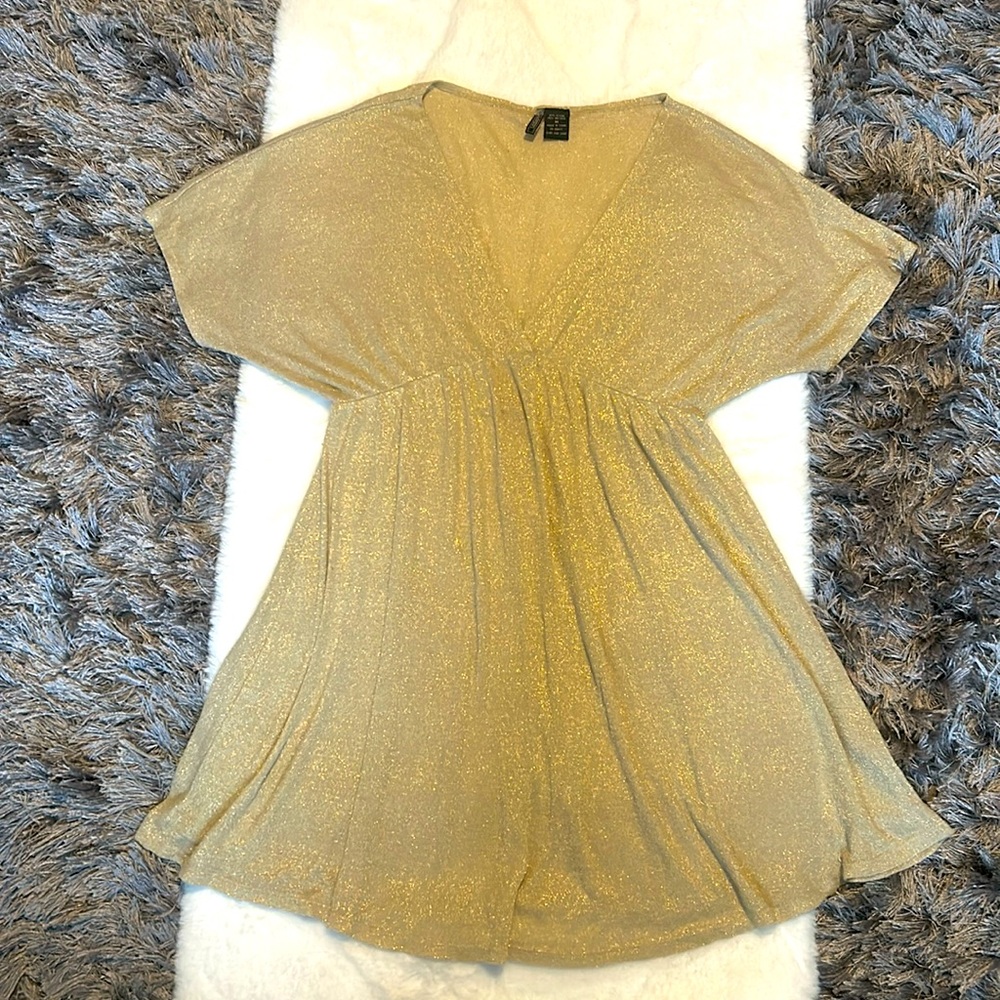 Soft, metallic gold Boho flare blouse